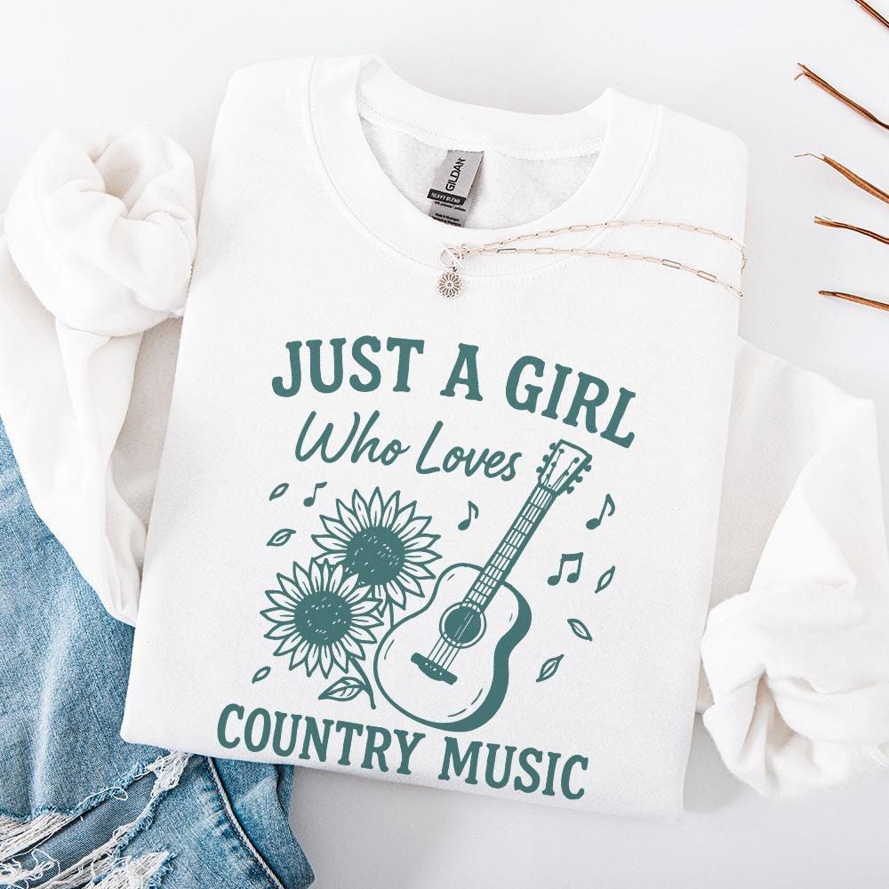 Just A Girl Who Loves Country Music PNG, Sunflower Guitar Digital Art -