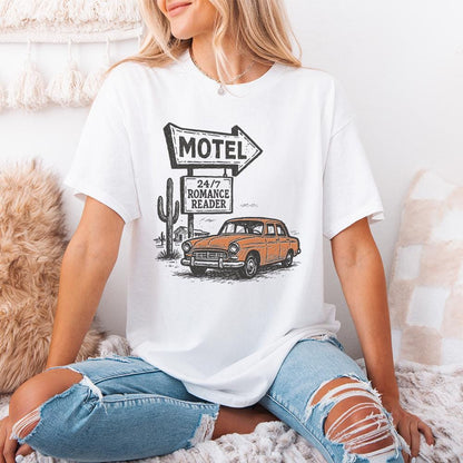 24/7 Romance Reader Motel PNG, Retro Car Art Digital Download - 300 DPI