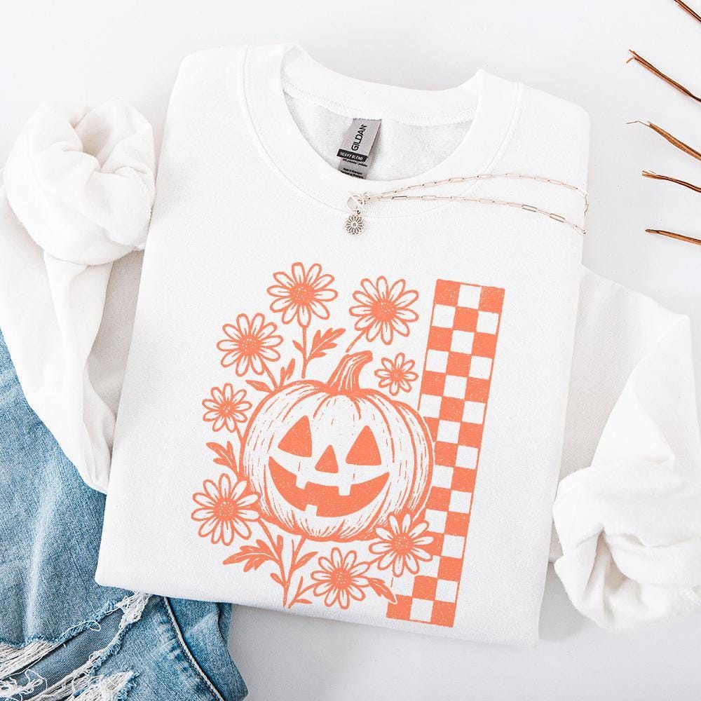 Pumpkin Floral PNG, Vintage Halloween PNG Digital Download - 300 DPI