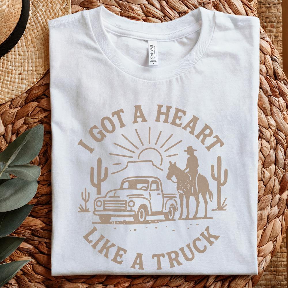 I Got a Heart Like a Truck PNG, Western Vintage Digital Download - 300