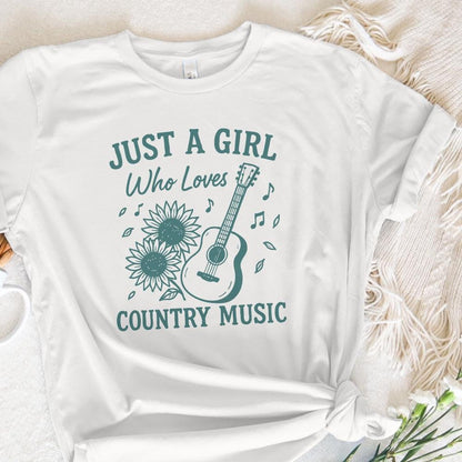 Just A Girl Who Loves Country Music PNG, Sunflower Guitar Digital Art -