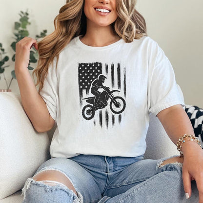 Motocross PNG, American Flag Dirt Bike Art - 300 DPI Design for T-Shirt