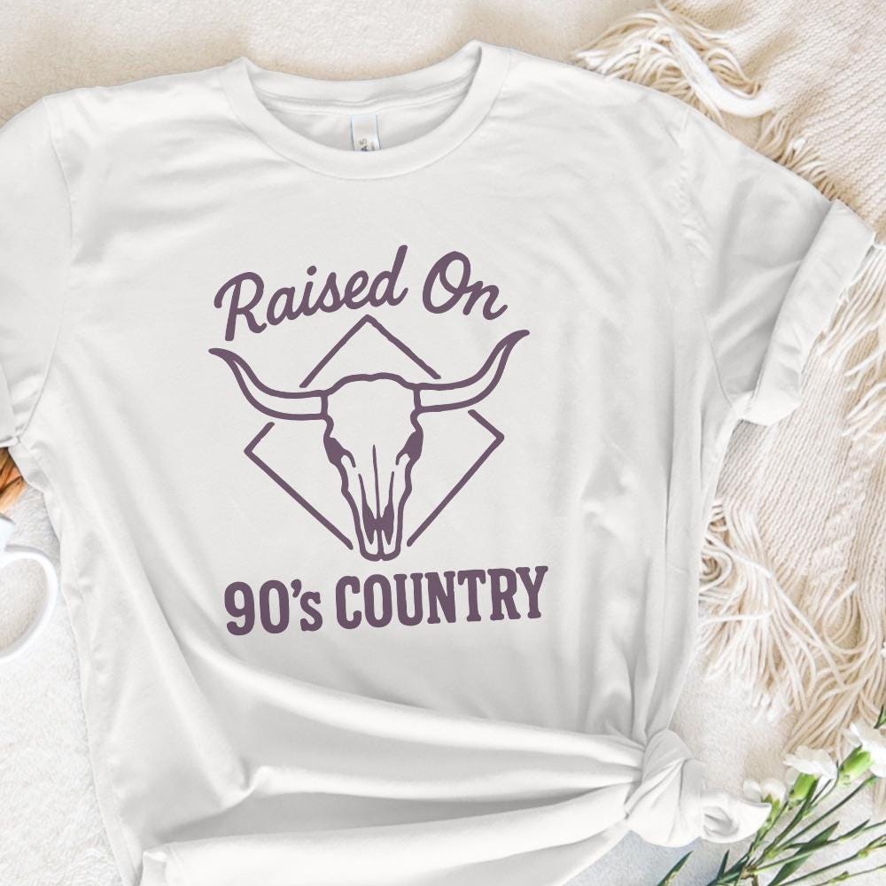 Raised On 90's Country PNG, Western Skull Clipart - 300 DPI Design for