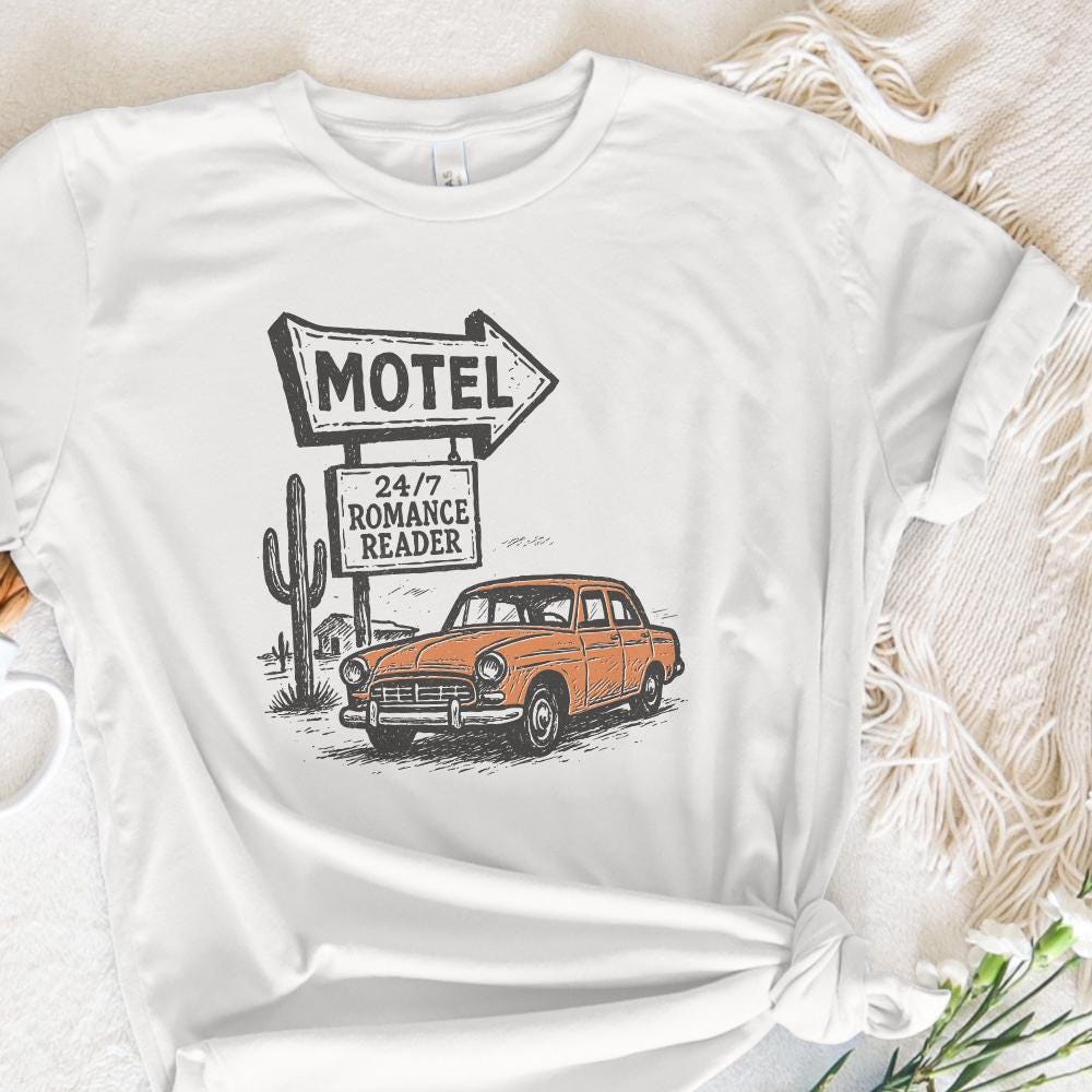 24/7 Romance Reader Motel PNG, Retro Car Art Digital Download - 300 DPI