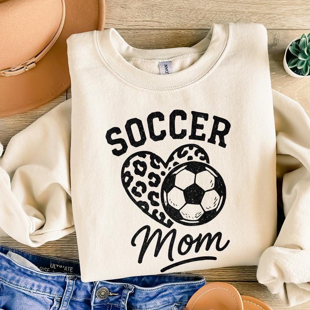 Soccer Mom PNG, Leopard Heart Soccer Ball PNG - 300 DPI Design for T-Shirt