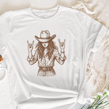 Cowgirl Rock On PNG, Western Woman Clipart - 300 DPI Design for T-Shirt