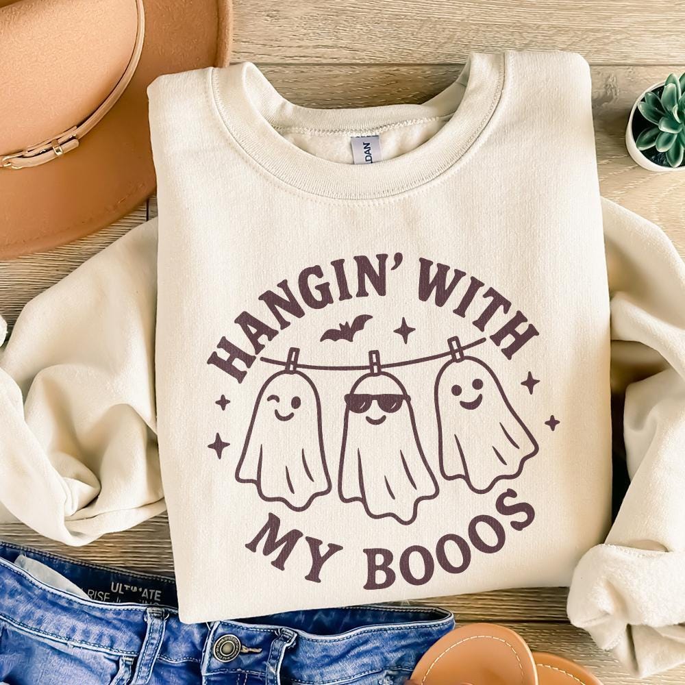 Hangin' With My Boos PNG, Funny Ghost Friends Shirt - 300 DPI Design for