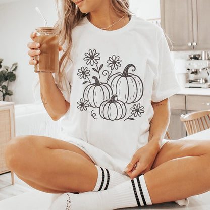 Pumpkin And Daisy PNG, Fall Flowers Digital Download - 300 DPI Design for