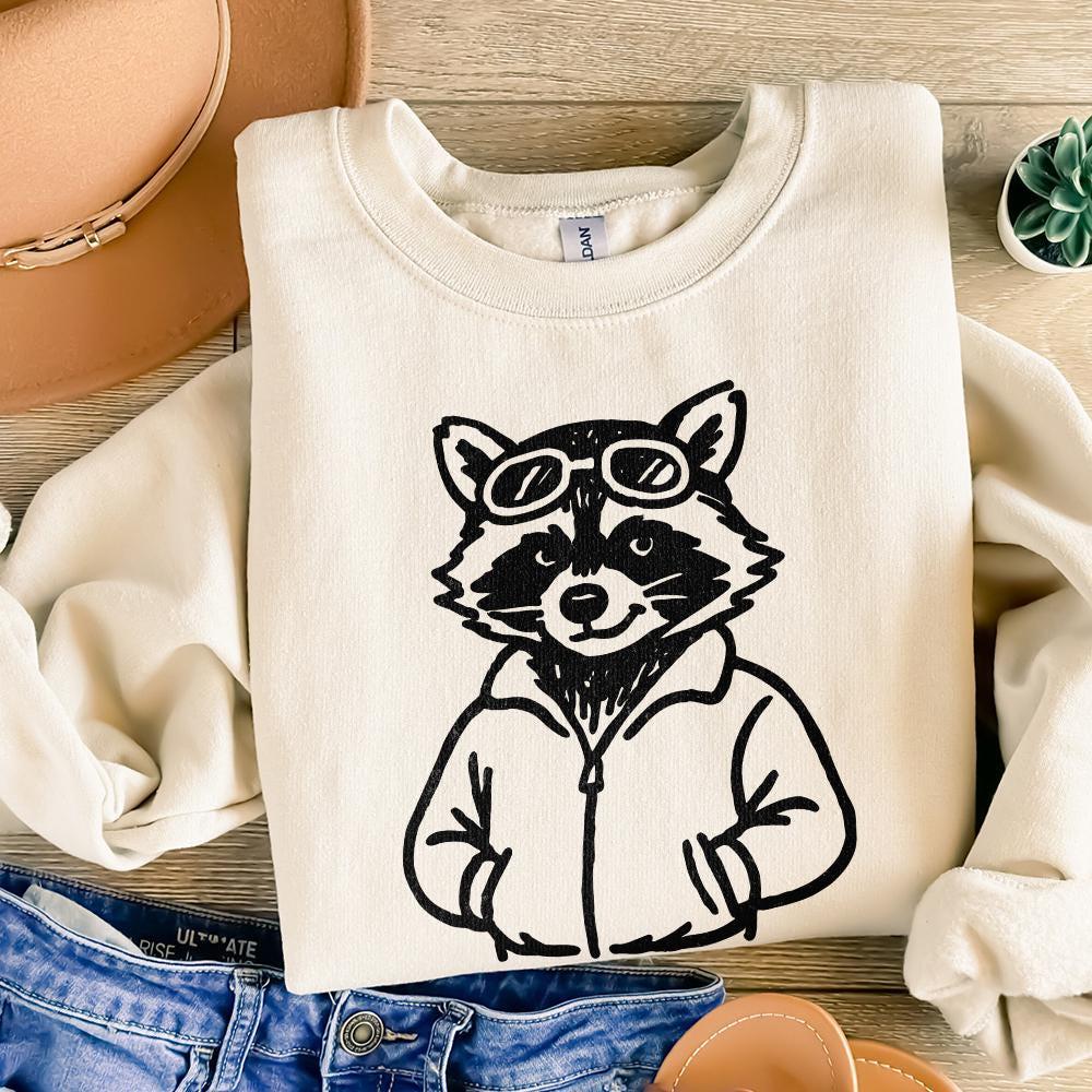 Cool Raccoon with Goggles PNG, Digital Download Animal Art - 300 DPI