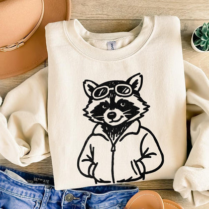 Cool Raccoon with Goggles PNG, Digital Download Animal Art - 300 DPI