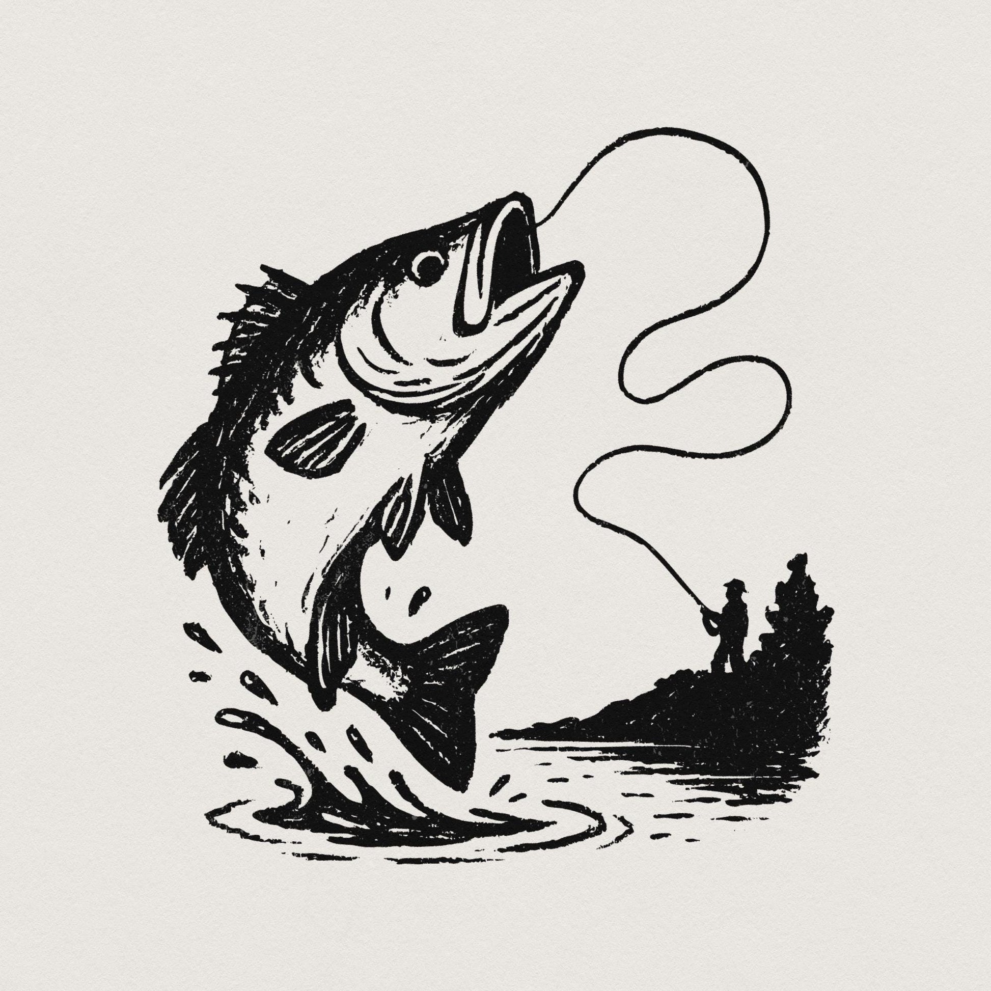 Large Mouth Bass PNG, Fishing Clipart - 300 DPI Design for T-Shirt