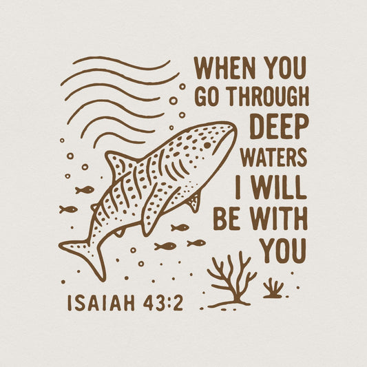 When You Go Through Deep Waters PNG, Isaiah 43:2 Bible Verse PNG - 300