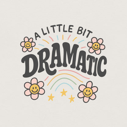 A Little Bit Dramatic PNG, Cute Retro Flowers and Rainbow Digital Art -