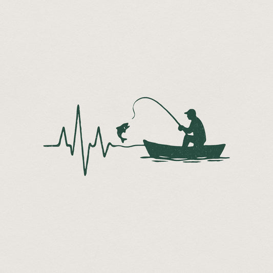 Fishing Heartbeat PNG, Digital Download - 300 DPI Design for T-Shirt