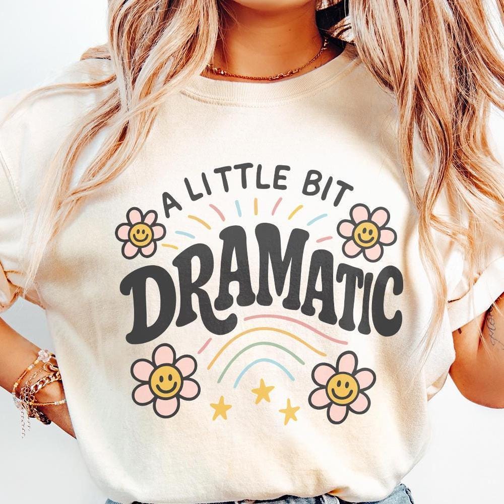 A Little Bit Dramatic PNG, Cute Retro Flowers and Rainbow Digital Art -