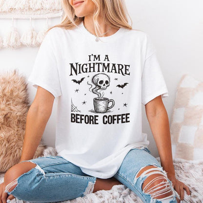 I'm a Nightmare Before Coffee PNG, Halloween Skull Coffee Digital Art -