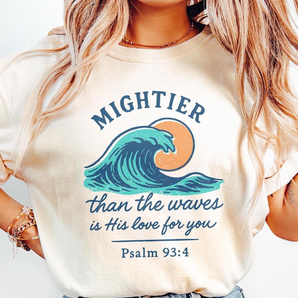 Mightier Than The Waves PNG, Psalm 93:4 - 300 DPI Design for T-Shirt
