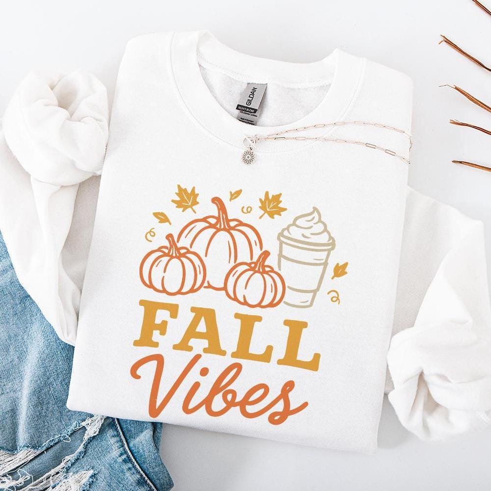 Fall Vibes PNG, Autumn Pumpkin Latte Art - 300 DPI Design for T-Shirt