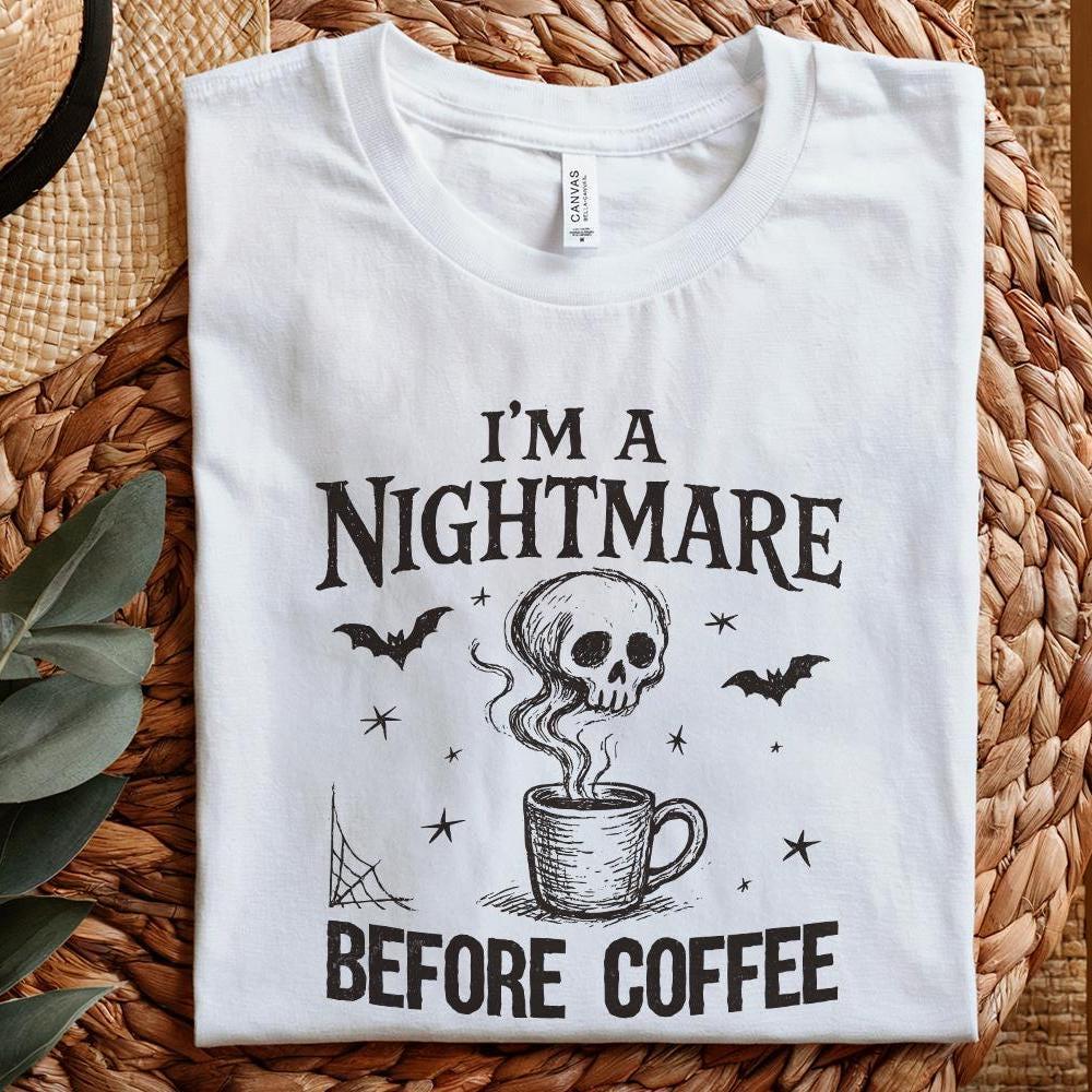 I'm a Nightmare Before Coffee PNG, Halloween Skull Coffee Digital Art -