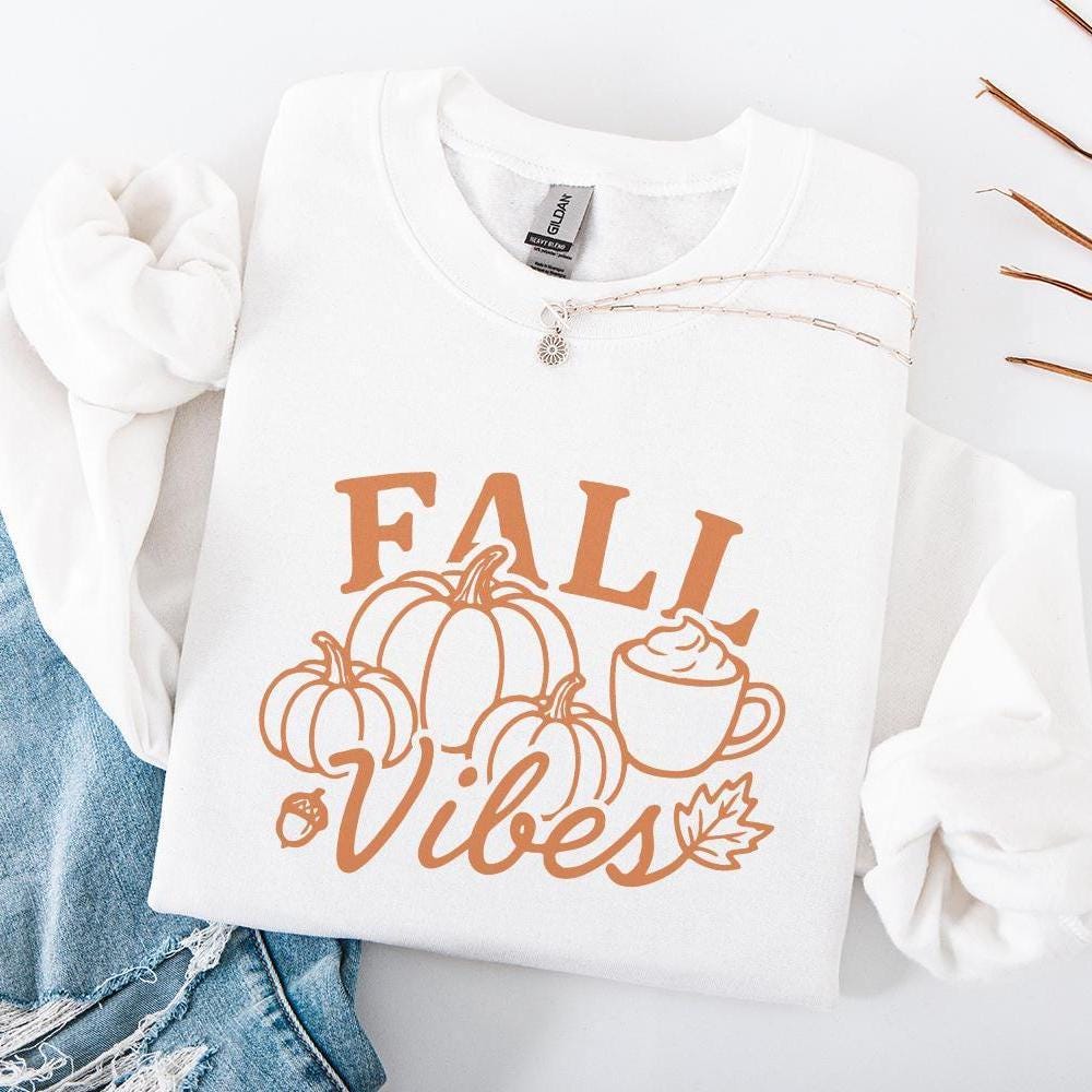 Fall Vibes PNG, Autumn Pumpkins and Coffee PNG - 300 DPI Design for T-Shirt
