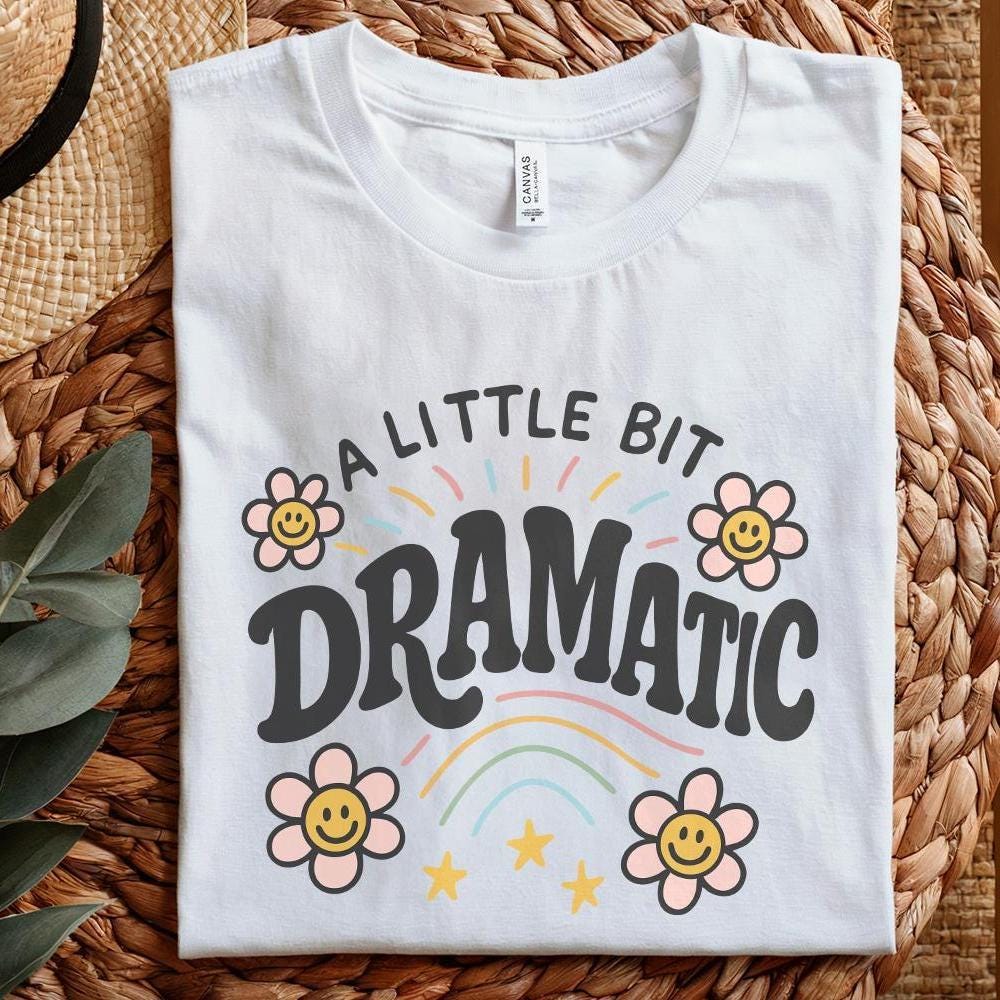 A Little Bit Dramatic PNG, Cute Retro Flowers and Rainbow Digital Art -