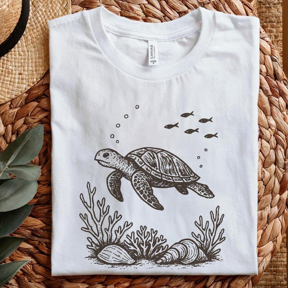 Sea Turtle PNG, Ocean Animal Clipart - 300 DPI Design for T-Shirt
