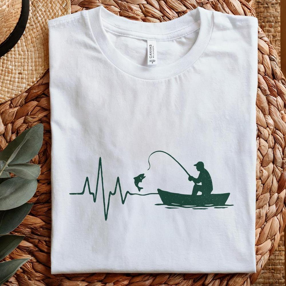 Fishing Heartbeat PNG, Digital Download - 300 DPI Design for T-Shirt