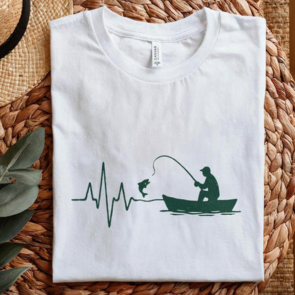 Fishing Heartbeat PNG, Digital Download - 300 DPI Design for T-Shirt
