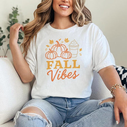 Fall Vibes PNG, Autumn Pumpkin Latte Art - 300 DPI Design for T-Shirt