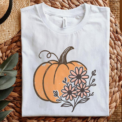 Pumpkin PNG, Fall Floral Pumpkin Digital Download - 300 DPI Design for