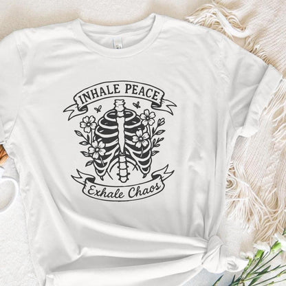 Inhale Peace Exhale Chaos PNG, Skeleton Floral Digital Download - 300 DPI