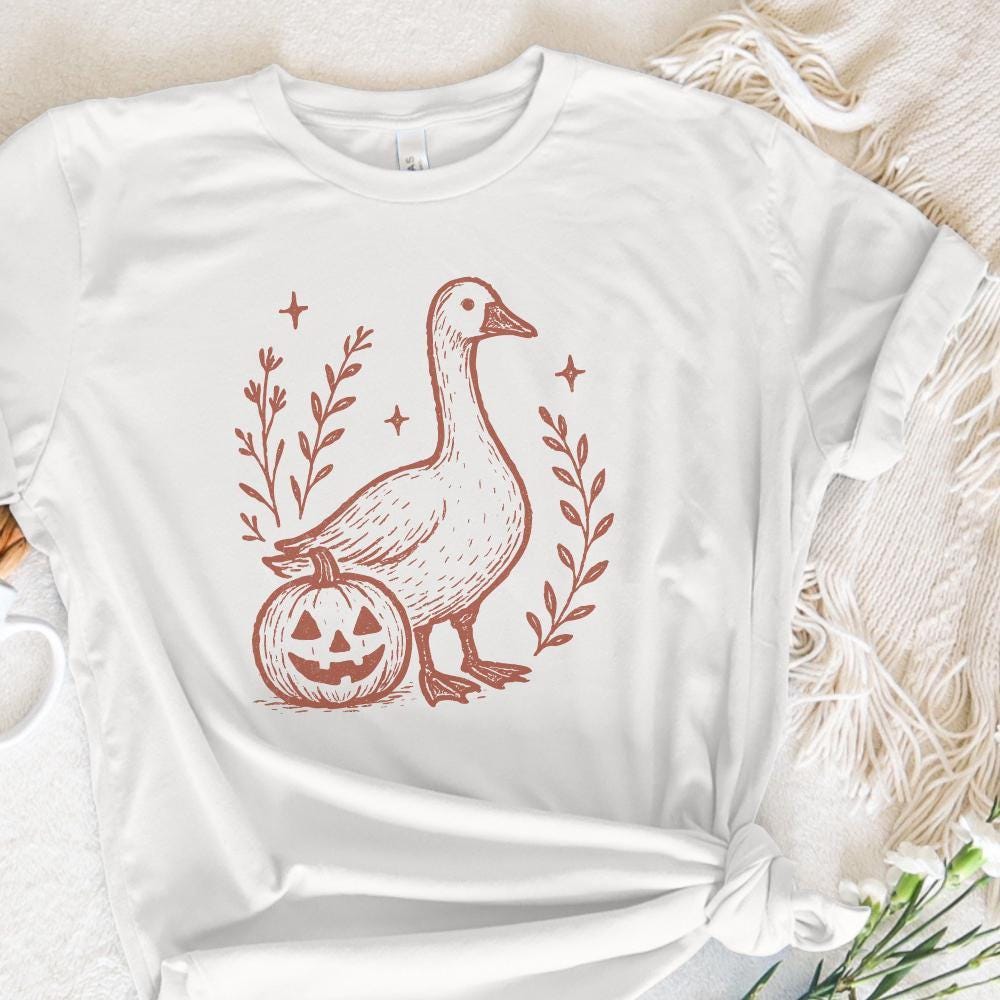Goose And Pumpkin PNG, Halloween Digital Download - 300 DPI Design for