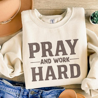 Pray And Work Hard PNG, Motivational Shirt Design - 300 DPI Design for