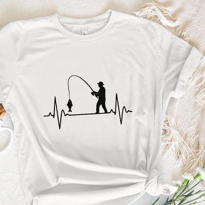 Fishing Heartbeat PNG, Fisherman Silhouette Digital Download - 300 DPI