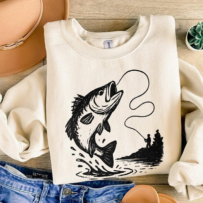 Large Mouth Bass PNG, Fishing Clipart - 300 DPI Design for T-Shirt