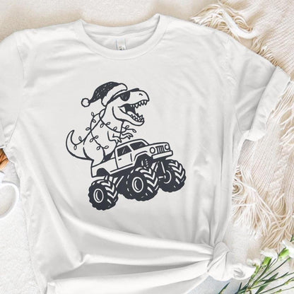 T-Rex Merry Christmas PNG, Dinosaur Monster Truck PNG - 300 DPI Design