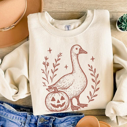 Goose And Pumpkin PNG, Halloween Digital Download - 300 DPI Design for