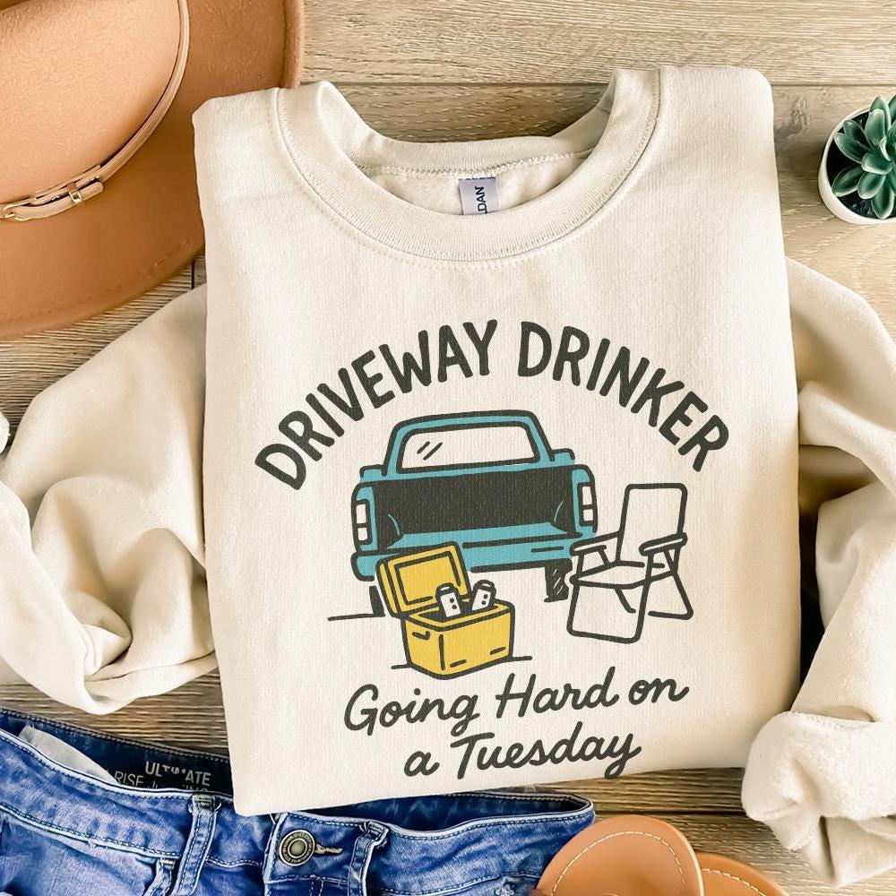 Driveway Drinker PNG, Going Hard on a Tuesday - 300 DPI Design for T-Shirt