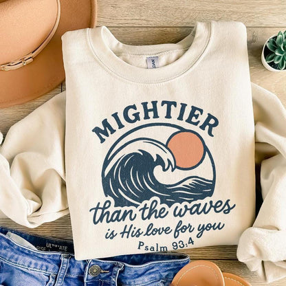 Mightier Than The Waves PNG, Psalm 93 4 Bible Verse Shirt - 300 DPI