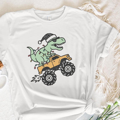 Dinosaur Monster Truck Christmas PNG, Festive T-Rex Digital Download -