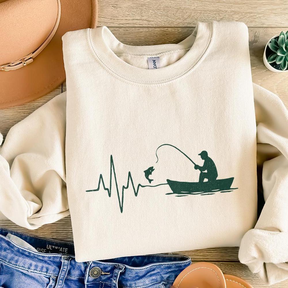 Fishing Heartbeat PNG, Digital Download - 300 DPI Design for T-Shirt