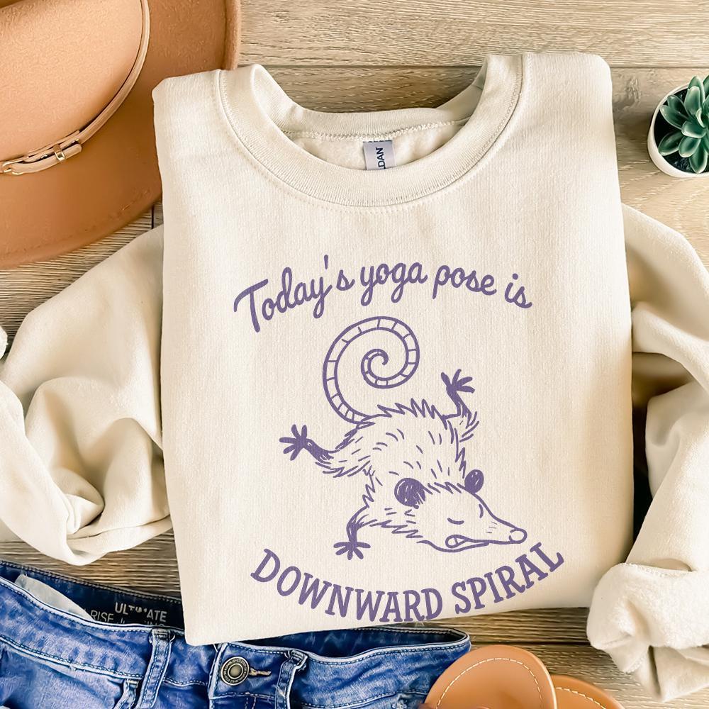 Today's Yoga Pose Is Downward Spiral PNG, Funny Possum Yoga Shirt - 300