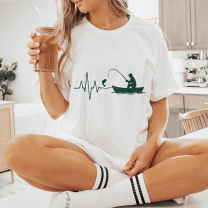 Fishing Heartbeat PNG, Digital Download - 300 DPI Design for T-Shirt