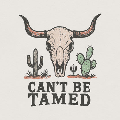 Can't Be Tamed PNG, Western Skull Digital Download - 300 DPI Design for