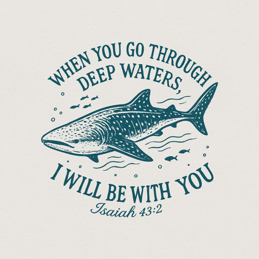 When You Go Through Deep Waters PNG, Whale Shark Digital Print - 300 DPI