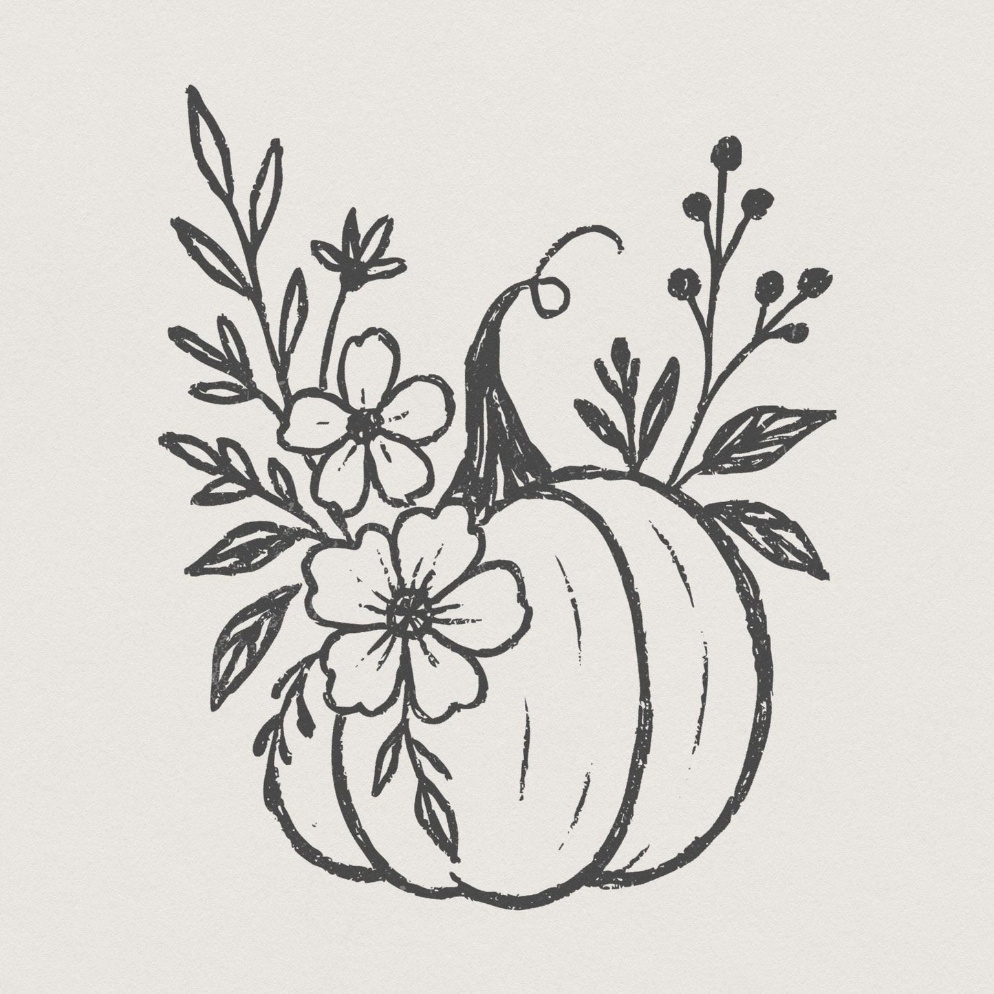 Pumpkin Floral PNG, Digital Download - 300 DPI Design for T-Shirt