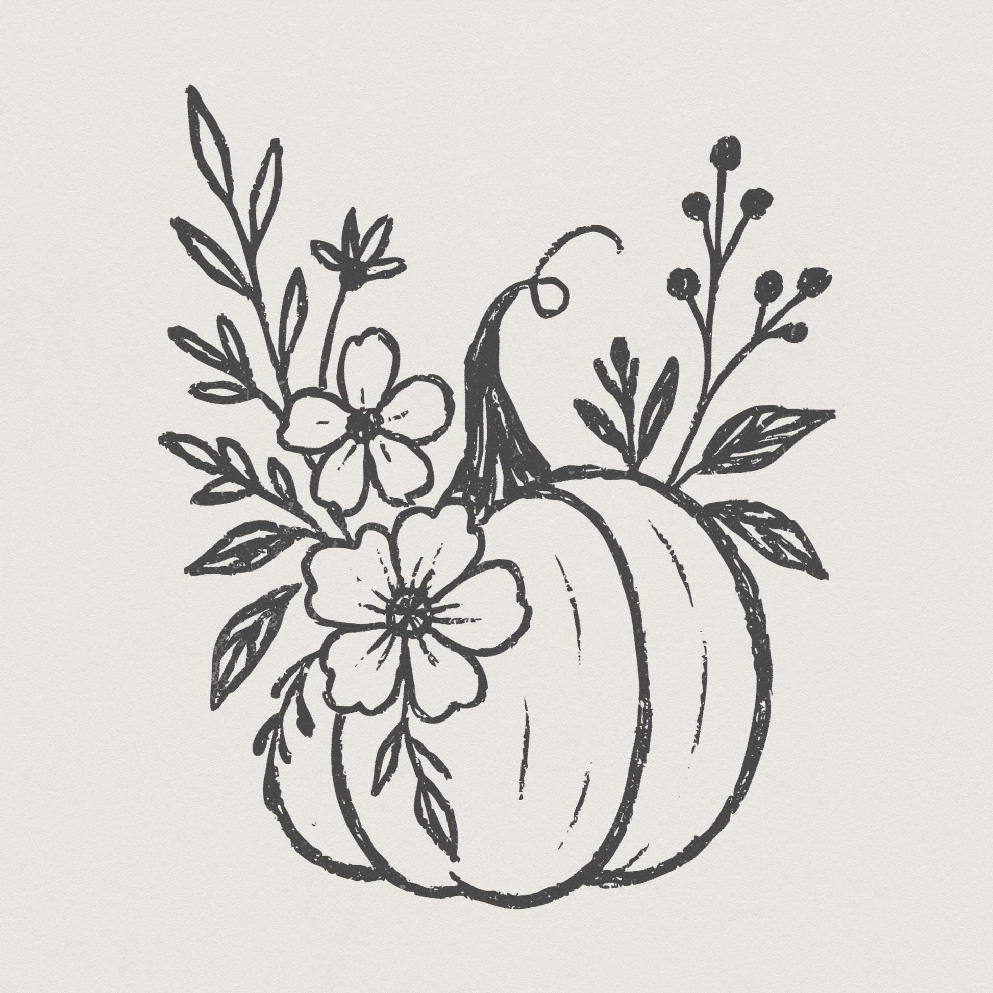 Pumpkin Floral PNG, Digital Download - 300 DPI Design for T-Shirt