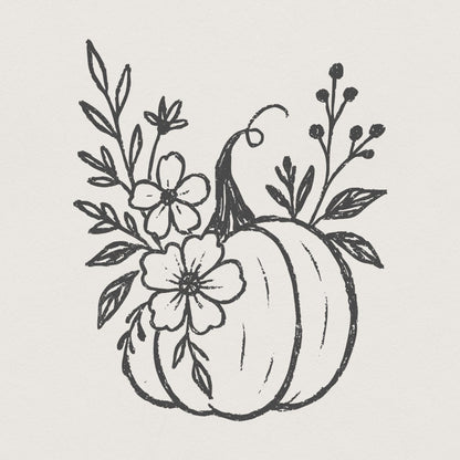 Pumpkin Floral PNG, Digital Download - 300 DPI Design for T-Shirt