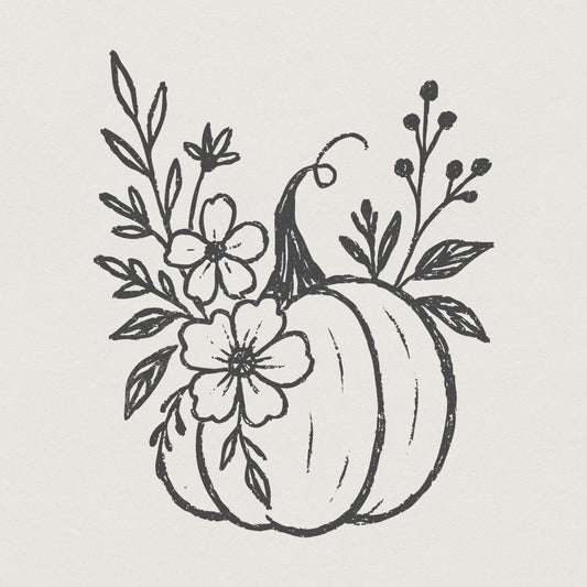 Pumpkin Floral PNG, Digital Download - 300 DPI Design for T-Shirt