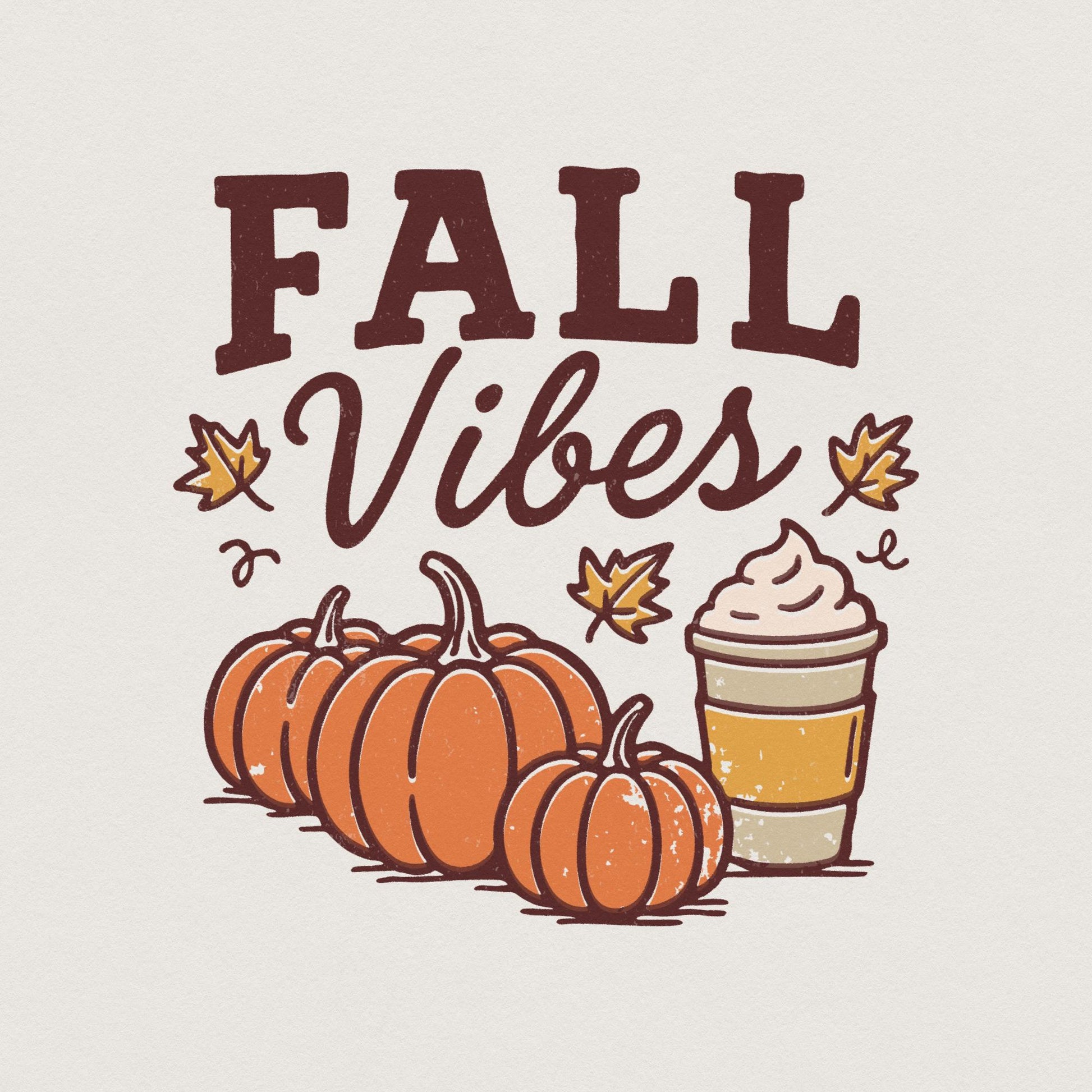 Fall Vibes PNG, Autumn Pumpkins And Coffee Cup - 300 DPI Design for T-Shirt